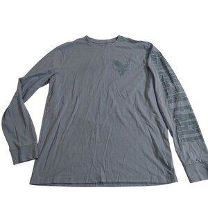 American Eagle Super Soft Standard Long Sleeve Graphic T Shirt Blue Men Size M